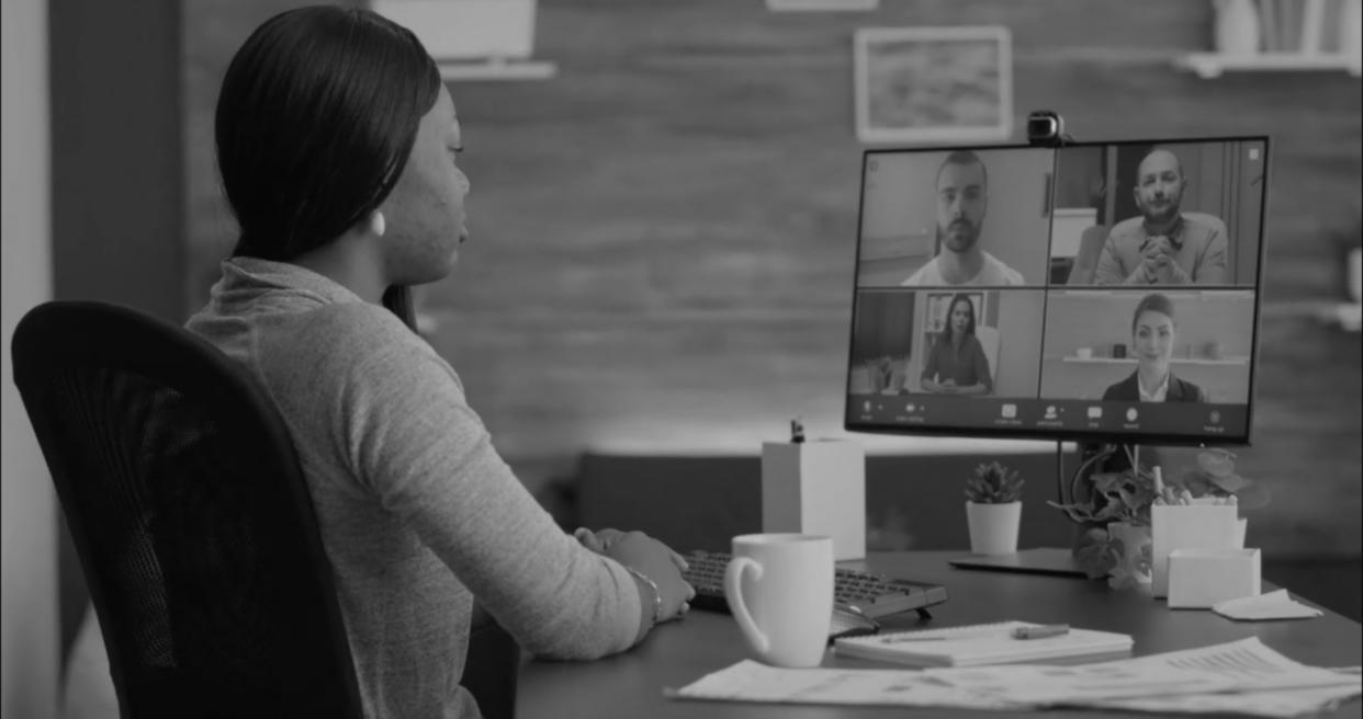 Student working through a web design project